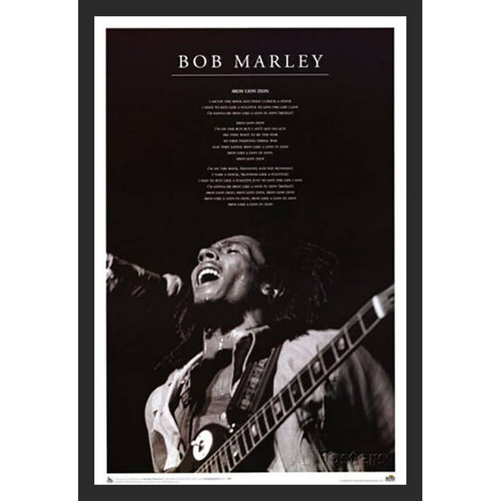 Bob Marley Iron Lion Zion Lyrics Framed Poster - 24 x 36 Inch