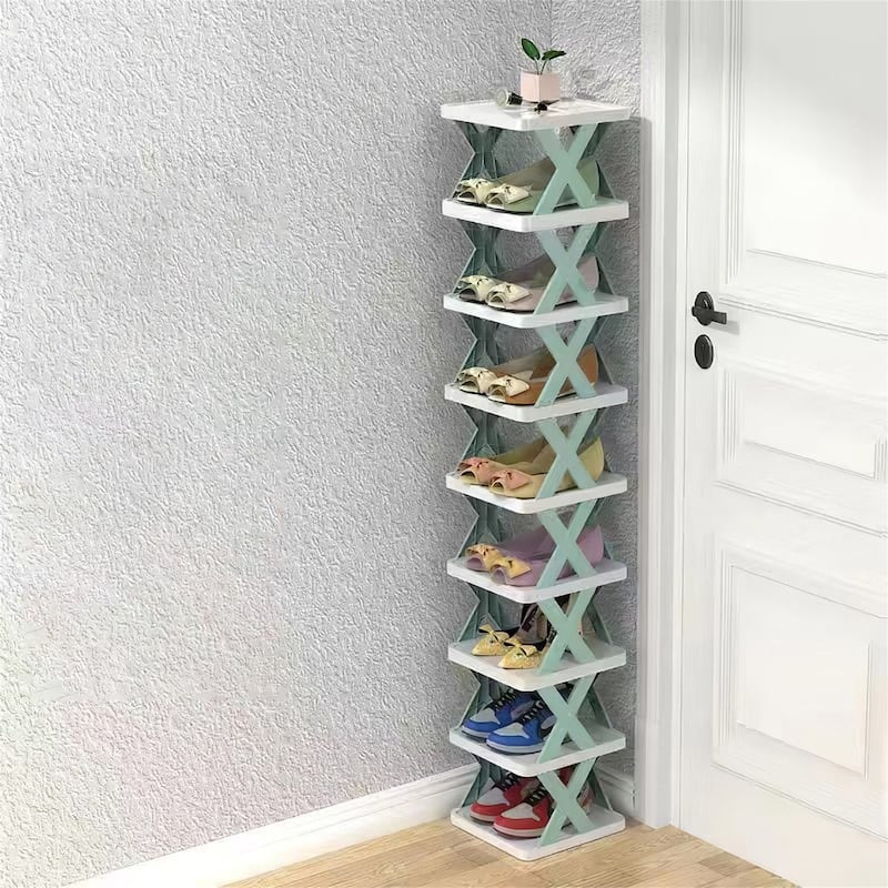 9-Tier Narrow Entryway Shoe Rack Free Standing Vertical Shoe Organizer