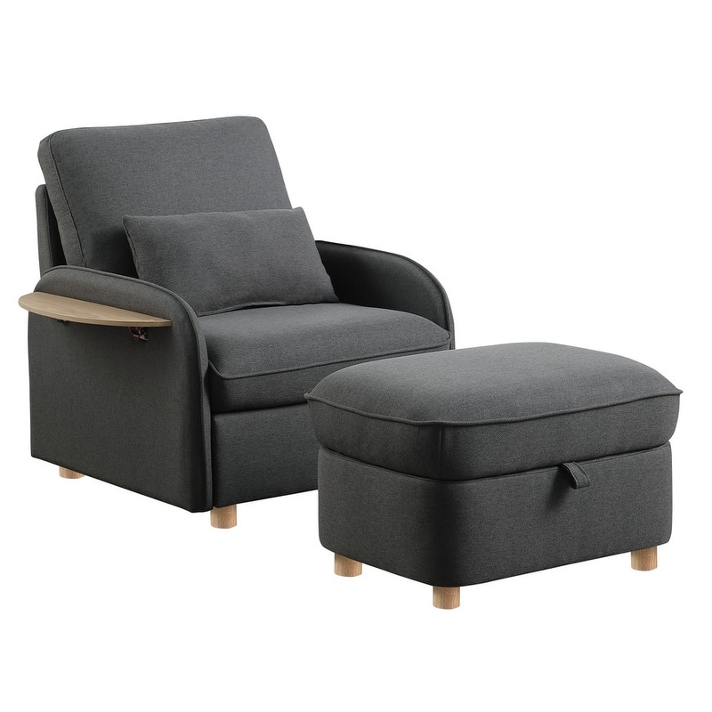 Armchair with storage ottoman sales