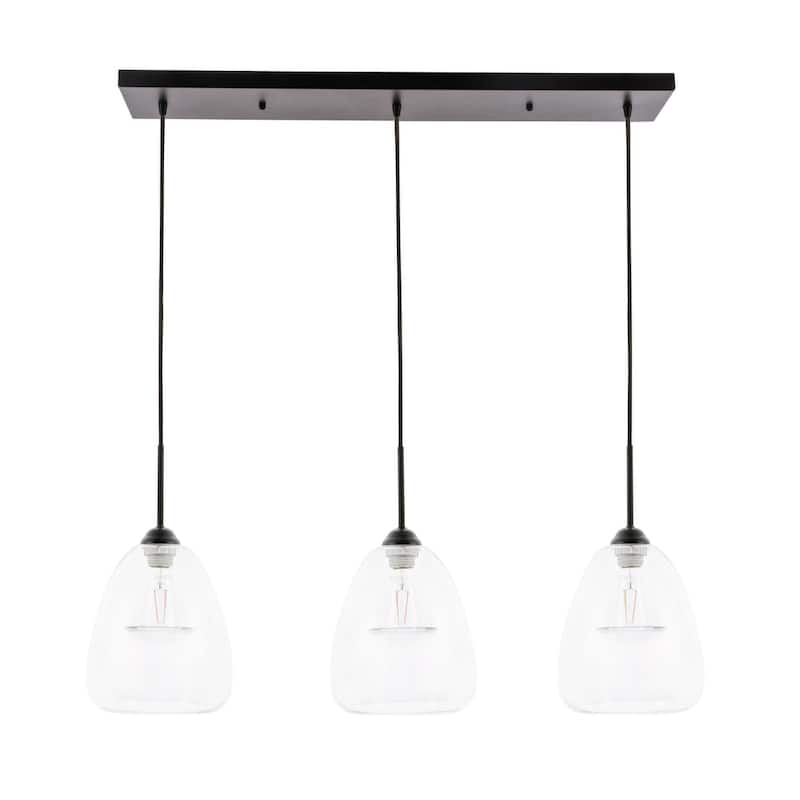 Elise 36-Inch 3-Light Clear Pendant - Black