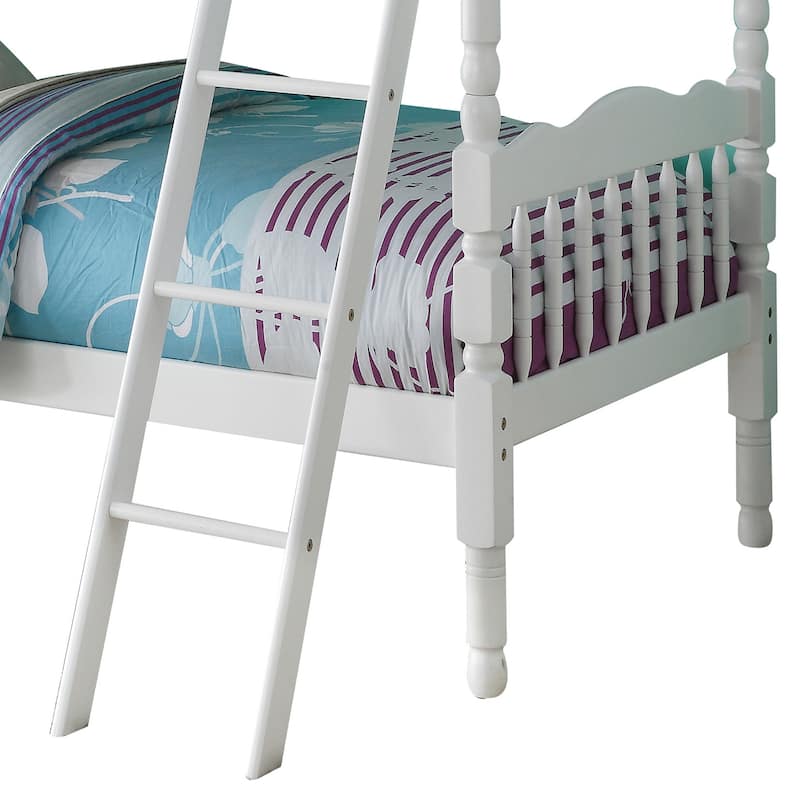 Twin-over-Twin Wood Bunk Bed with Slat Support System and Convertible Design