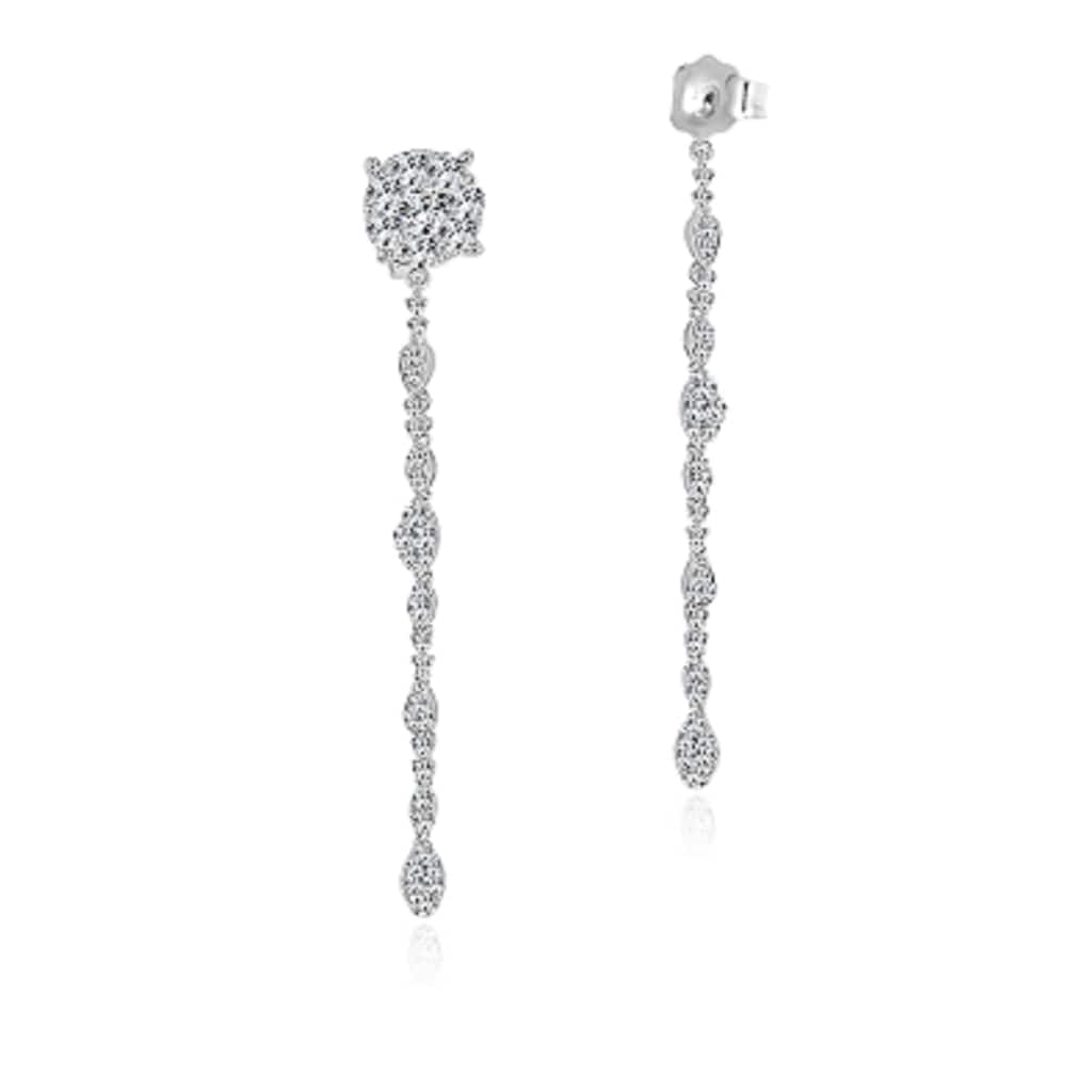 Joelle Collection Diamond Push-Back Dangle Earring Backs 14K Gold 3/4 CT TDW 2" Drop