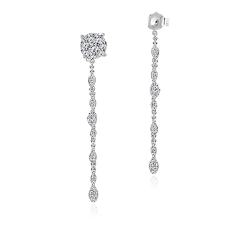 Joelle Collection Diamond Push-Back Dangle Earring Backs 14K Gold 3/4 CT TDW 2" Drop