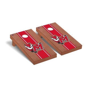 Marist College Red Foxes Cornhole Board Set - Rosewood Stained Striped Wooden