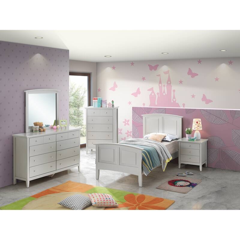 Transitional Style Twin Panel Bed - 77" - Silver Champagne