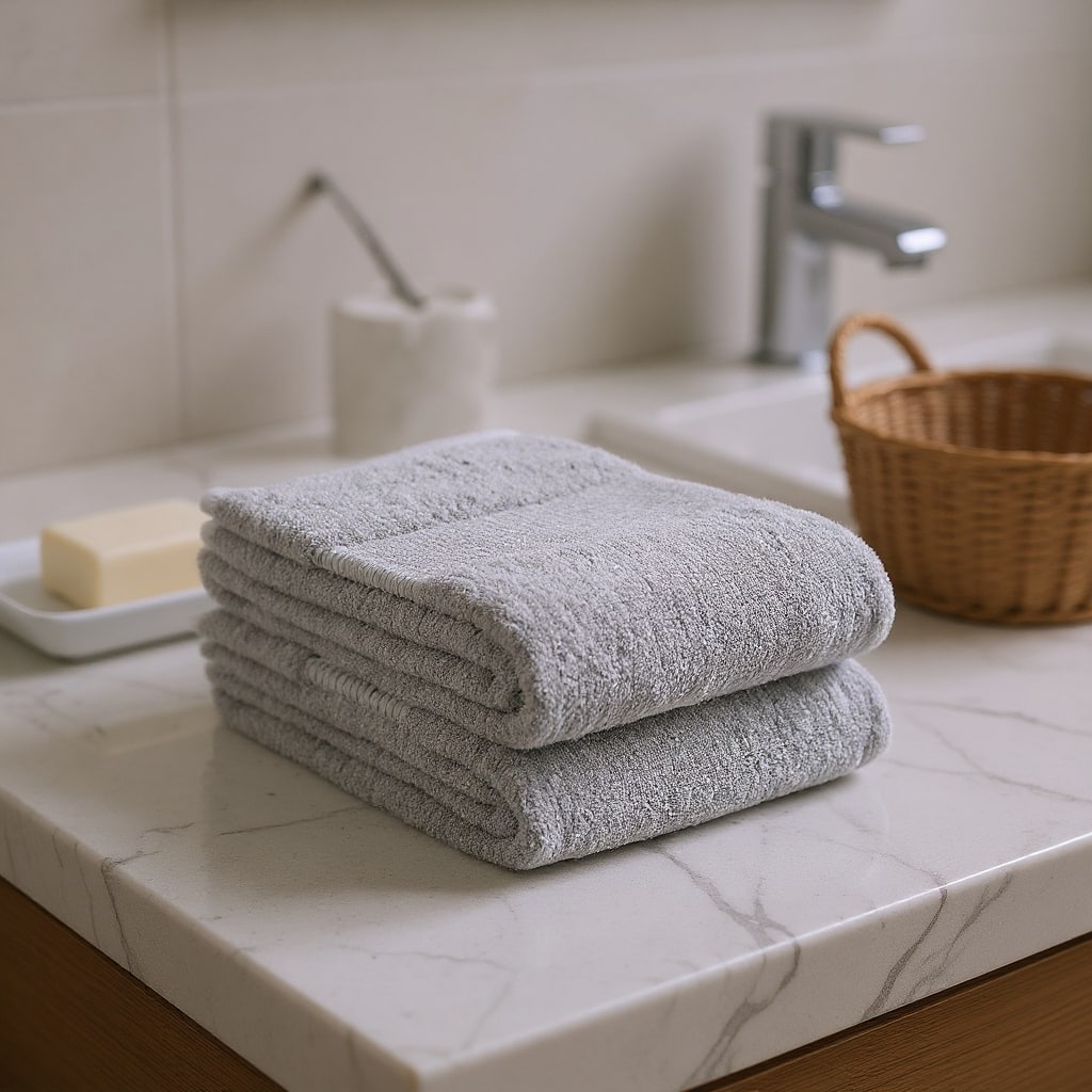 HomeRoots Set of Two Light Gray Cotton 30" X 54" Quick Dry Terry Cloth Bath Towels - 54.00' X '30.00' X '1.00