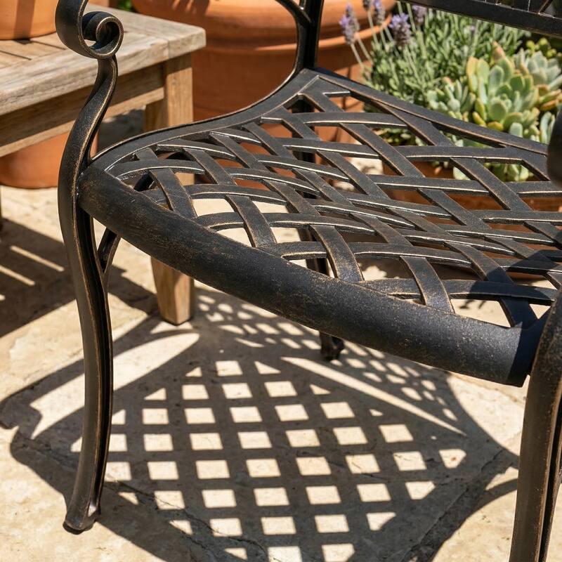 Outdoor 2-Piece Patio Cast Aluminum Dining Chairs with Armrests