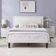 preview thumbnail 3 of 15, VECELO White 4 Piece Bedroom Set Upholstered Height-Adjustable Bed Nightstand Standing Jewelry Mirror Cabinet