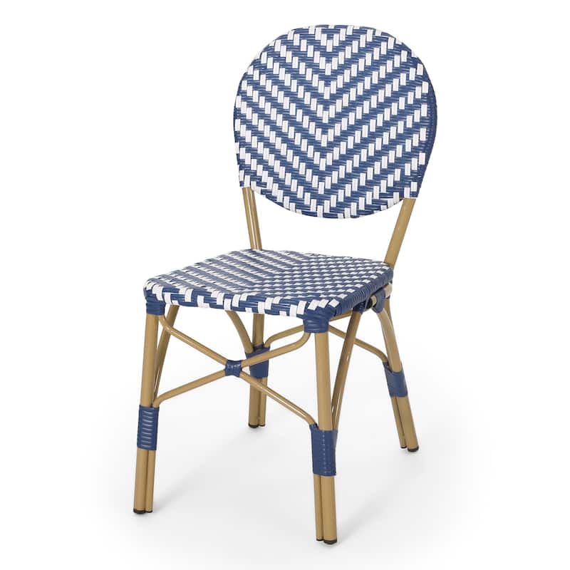 Chic Outdoor PE Rattan and Aluminum French Armless Bistro Chairs