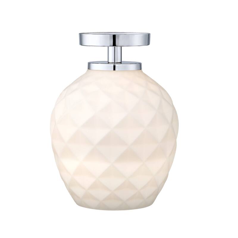 Dita 9 in. 1-Light Polised Nickel Modern Semi Flush Mount Light