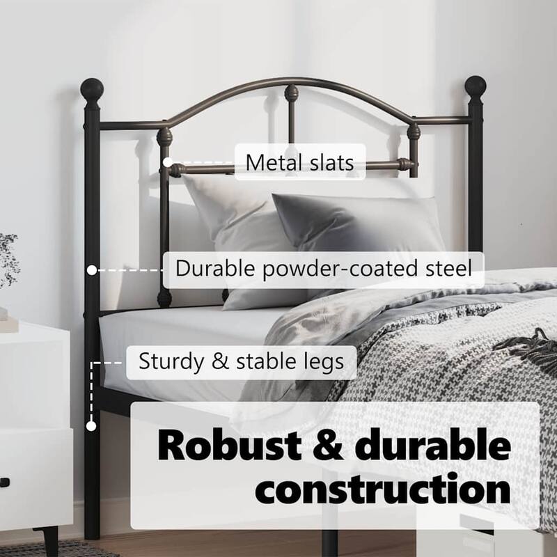 vidaXL 38.2 Inch Metal Headboard, Farmhouse Rustic Headboard Only