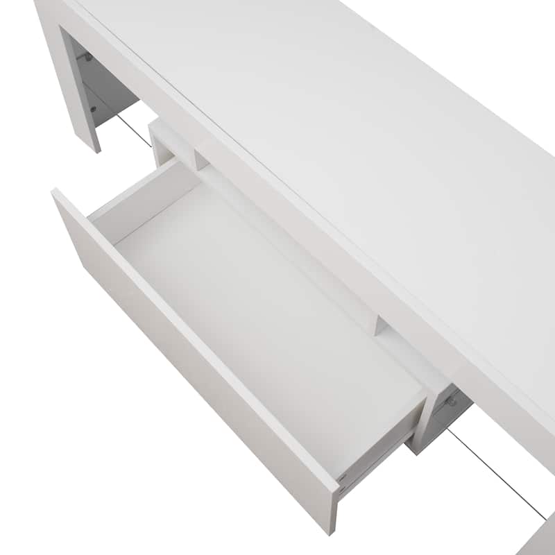 Wood TV Stand with Drawer and LED Light for TVs up to 59"