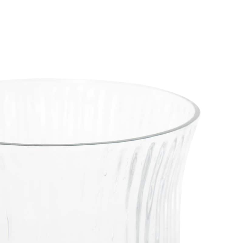 Glass Ribbed Fluted Candle Holder - Clear - Roche River Decor - 6"W x 6"L x 13"H