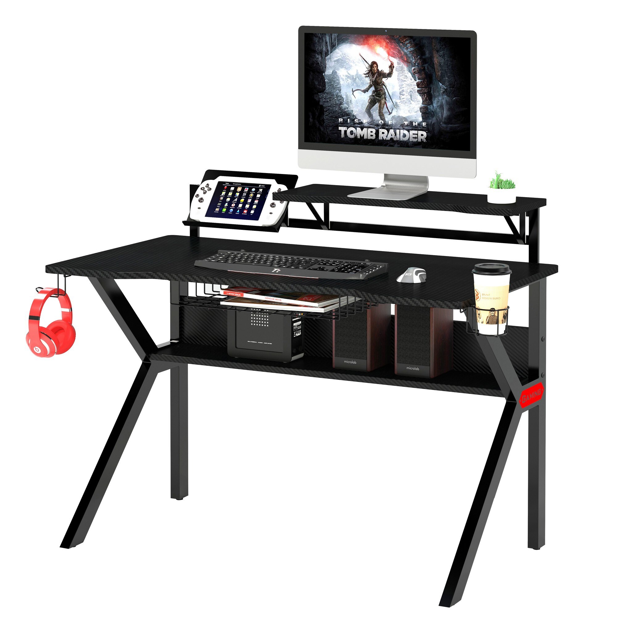 HOMCOM Gaming Desk Computer Table 