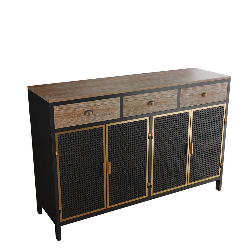 47.64" "3 Doors Modern Sideboard with 3 Top Drawers, Freestanding Sideboard Storage Cabinet