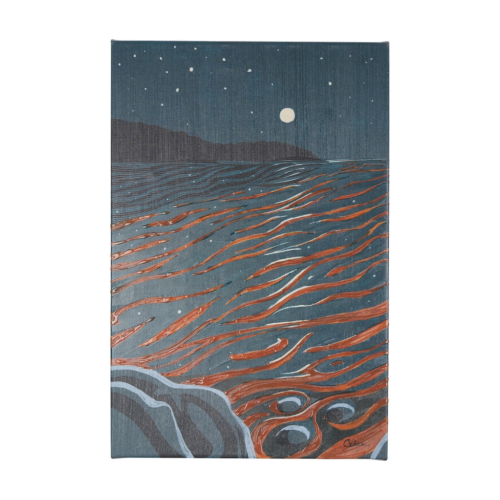 Sea Bay At Night II (30 x 45 ) Canvas Art Print
