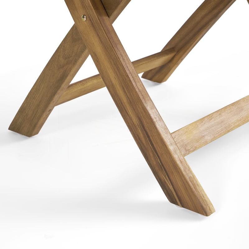 Set of 2 Acacia Wood Foldable Wicker Chairs