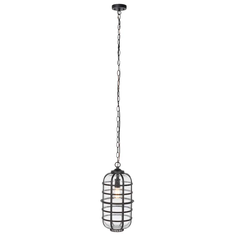 SAFAVIEH Lighting Kasimira 8" Modern & Contemporary Outdoor Pendant - 8" W x 8" D x 17" H - Black - 8Wx8Dx17H
