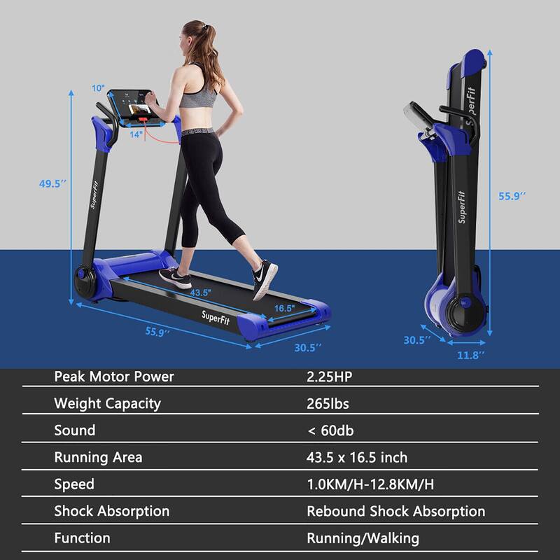 Gymax Folding 2.25HP Electric Treadmill Running Machine w/ LED Display