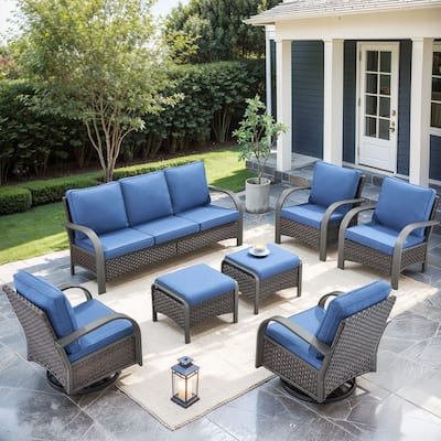 Pocassy Outdoor Furniture Sofa Chairs with Ottoman