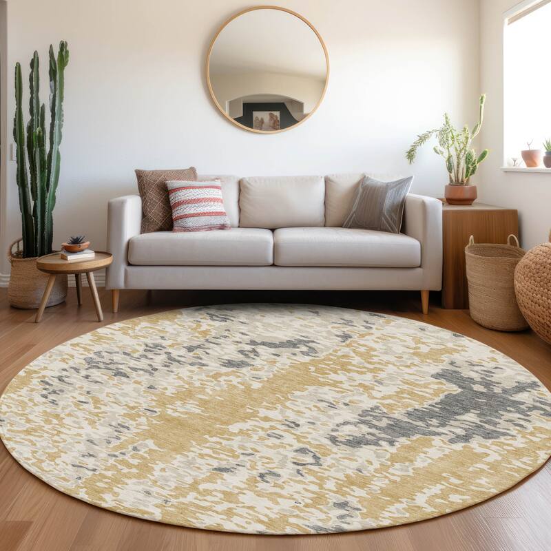 Premium Washable Super Soft Modern Casual Mayfield Rug - Gold - 8' x 8'