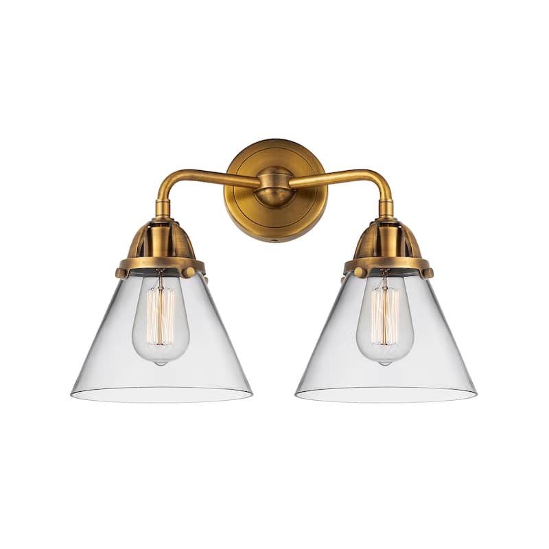 Innovations Lighting Nouveau 2 Cone - 2 Light 16" Bath Vanity Light - Clear/Brushed Brass