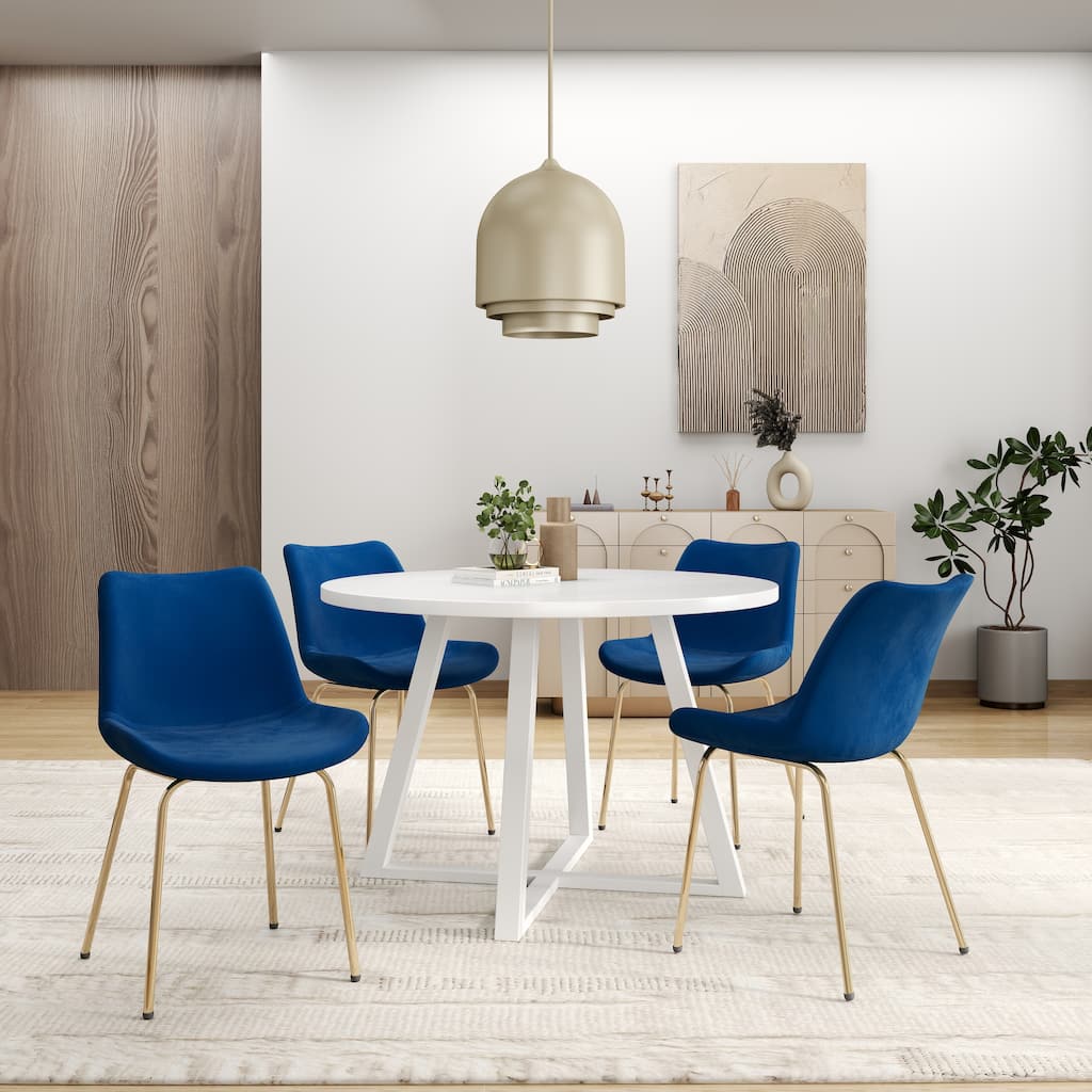 Roundhill Avant 5-Piece Round Dining Set, Trestle Dining Table with 4 Side Chairs