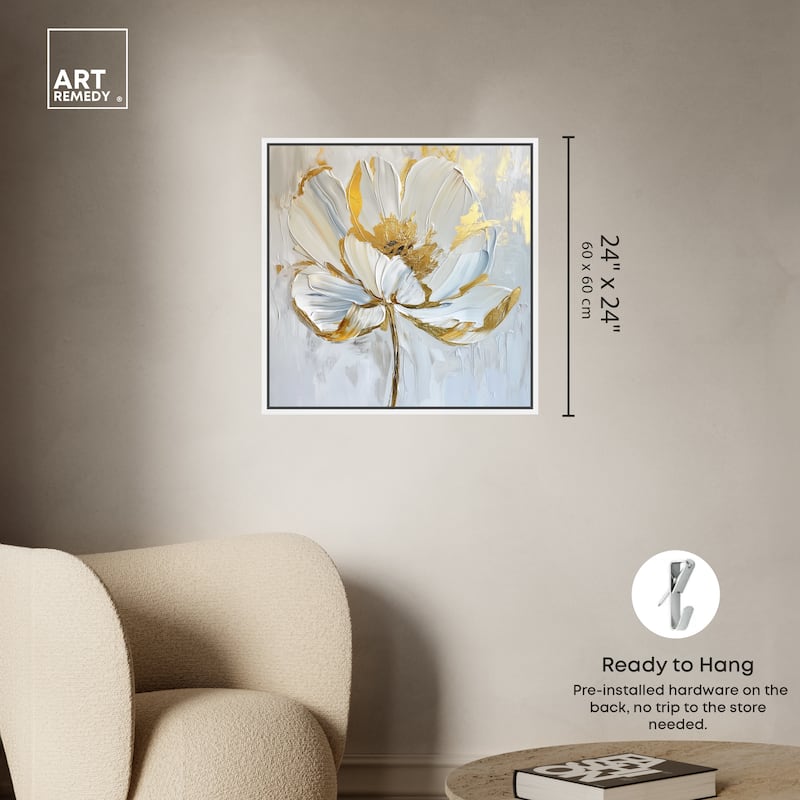 Art Remedy Gold Magnolia II Framed Floral Fine 1 Piece Canvas Wall Art