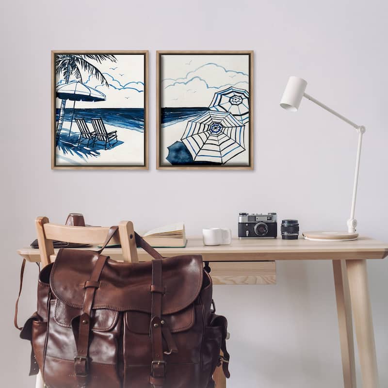 Stupell Tropical Ocean Views Framed Floater Canvas Wall Art Design By Carol Robinson (Set of 2)