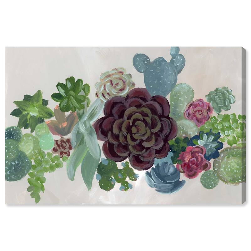 Wynwood Studio Canvas Floral and Botanical Rustic Garden Green and Dark Purple Rustic Wall Art Canvas Print