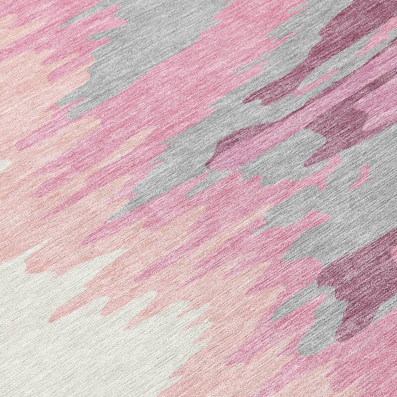 Machine Washable Indoor/ Outdoor Brushstrokes Ombre Chantille Rug