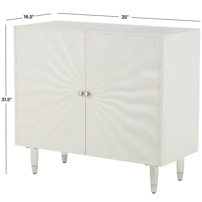 White Wooden 1 Shelf and 2 Doors Room Cabinet with Silver Knobs and Legs