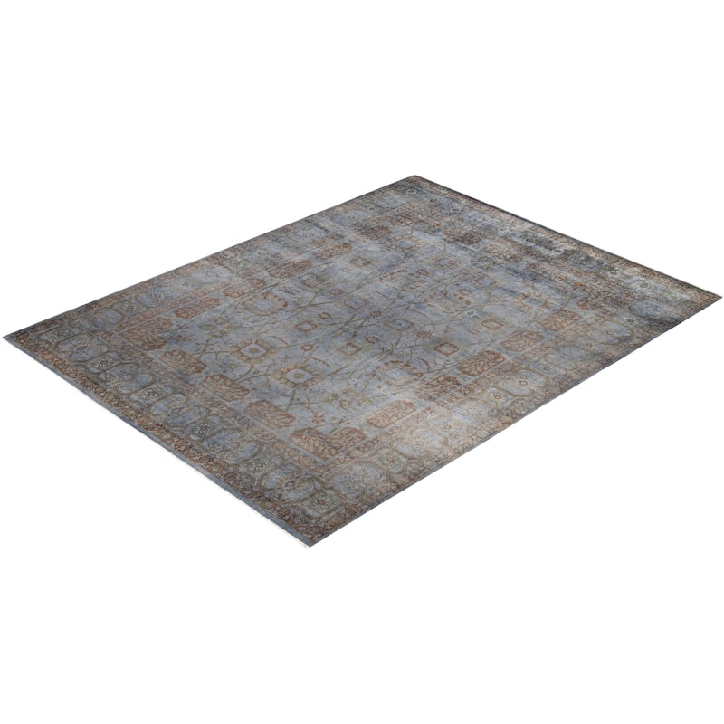 Overdyed One-of-a-Kind Hand-Knotted Area Rug - Gray - 9' 3" x 12' 0"