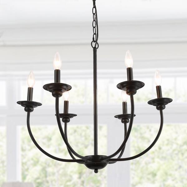 Shop Modern Farmhouse Black Metal Chandelier Pendant Lighting