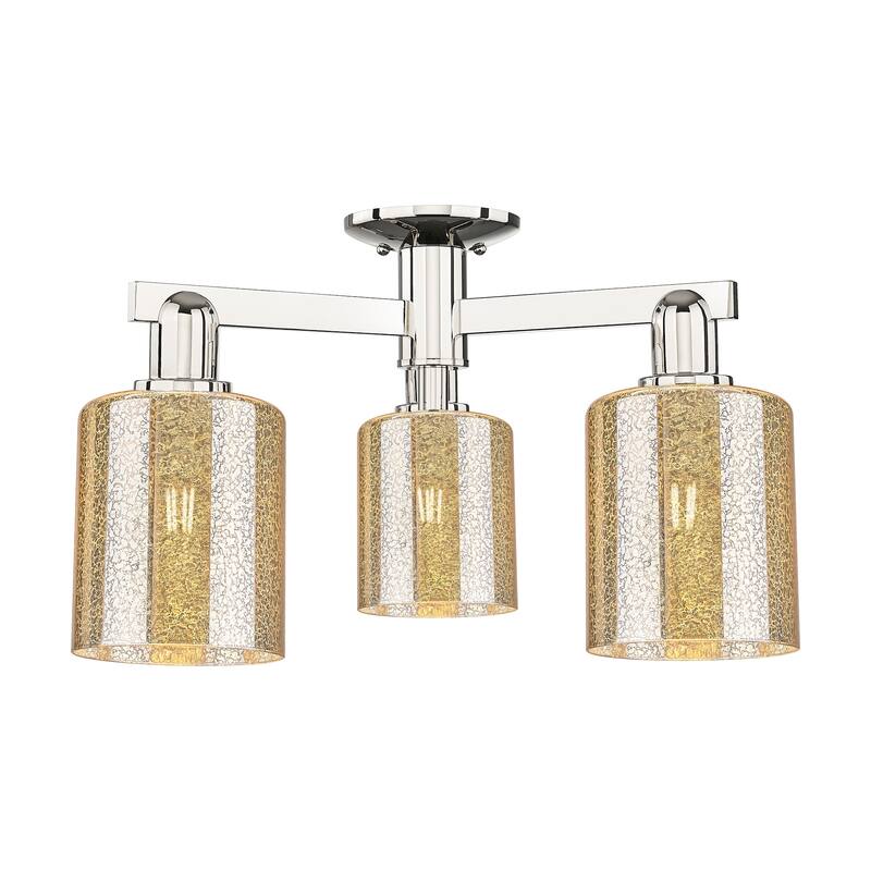 Innovations Lighting 716-3F-11-23 Cobbleskill Semi-Flush Cobbleskill 3 - Polished Nickel / Mercury