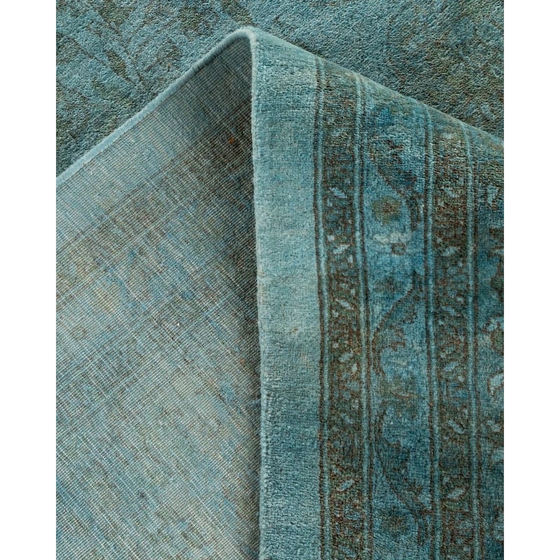 Overton Hand Knotted Wool Vintage Inspired Modern Contemporary Overdyed Gray Area Rug - 9' 1" x 12' 4"