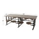 preview thumbnail 38 of 37, Brown Teak Wood Dining Table with Two, Four or Eight Attached Seats