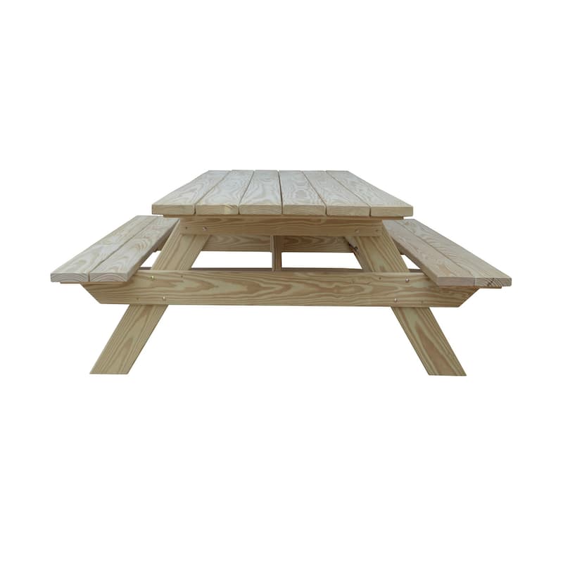 HomeRoots 94" Natural Solid Wood Outdoor Picnic Table