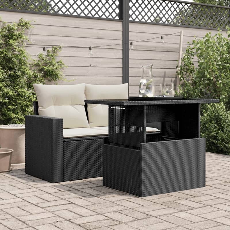 vidaXL Patio Table Rectangular Backyard Garden Poly Rattan and Acacia Wood - 39.4 x 21.7 x 28.7 in