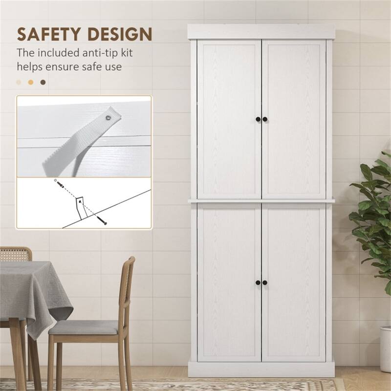 6 Tier Storage Cabinet with Adjustable Shelves Shaker Style Doors Anti Tipping Durable MDF for Kitchen and Home