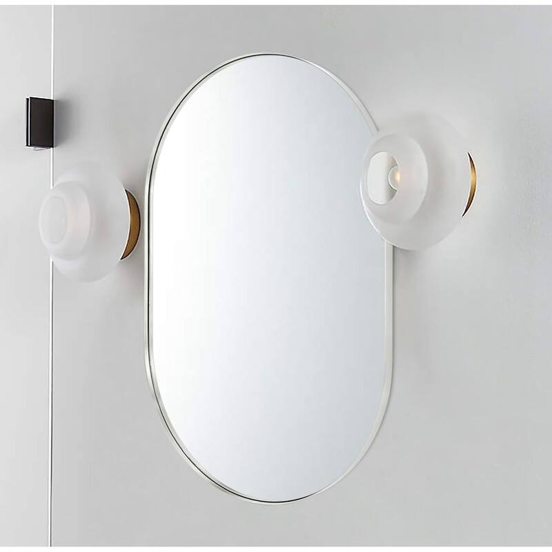 GDFStudio - Verona Modern Metal Frame Oval Bathroom Vanity Decorative Mirror with Elongated Silhouette & Easy Wall Mounting