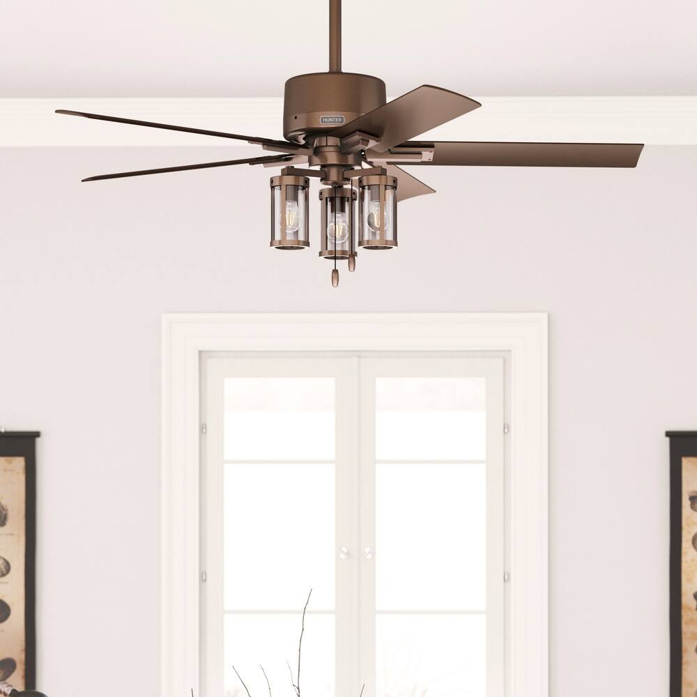 Hunter 52" Lawndale Ceiling Fan with LED Light Kit and Pull Chain, Damp-Rated - Indoor-Outdoor