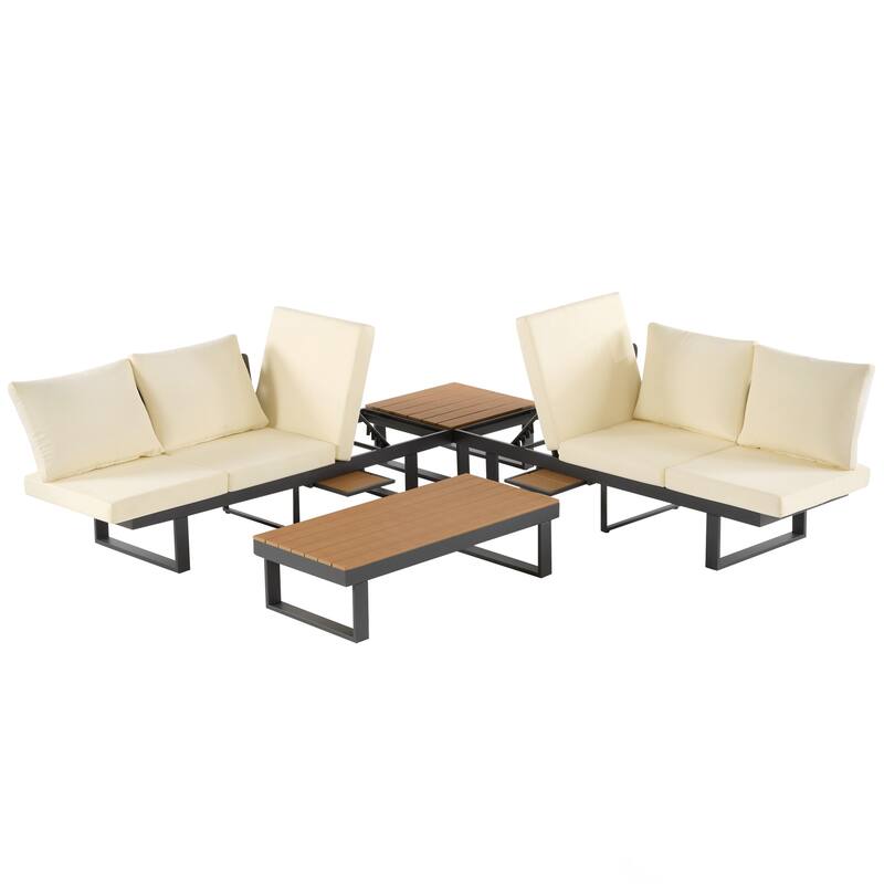 Outdoor Sectional Sofa Set Patio Conversation Set Patio Seating Group Outdoor Daybed with Adjustable Reclining Seats