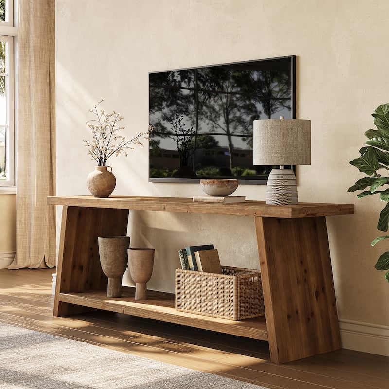 2-Tier Solid Wood TV Stand