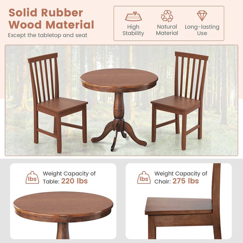 Gymax 3-Piece Dining Kitchen Table Dining Set Mid-Century Round