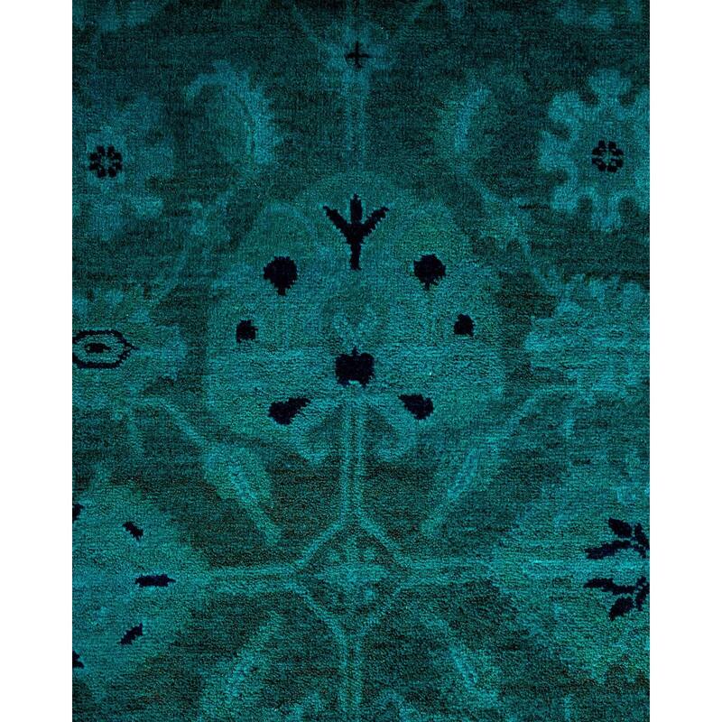 Overton Hand Knotted Wool Vintage Inspired Modern Contemporary Overdyed Blue Runner Rug - 3' 0" x 24' 6"