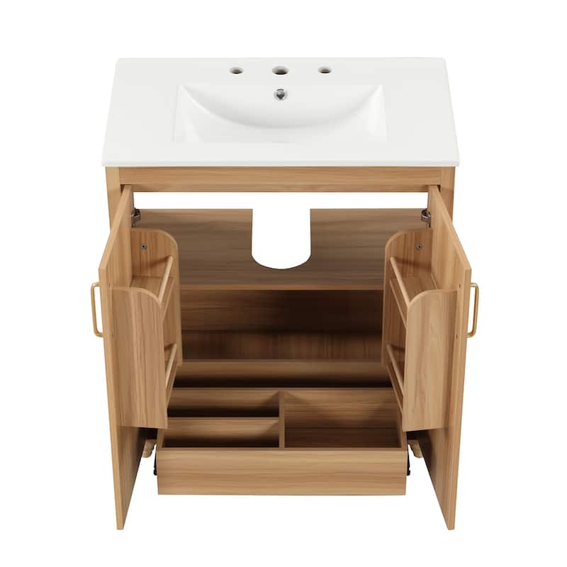 Bathroom Vanity with Sink Combo, Bathroom Storage Cabinet with 1 Drawer, Bathroom Vanity with 2 Soft Closing Doors