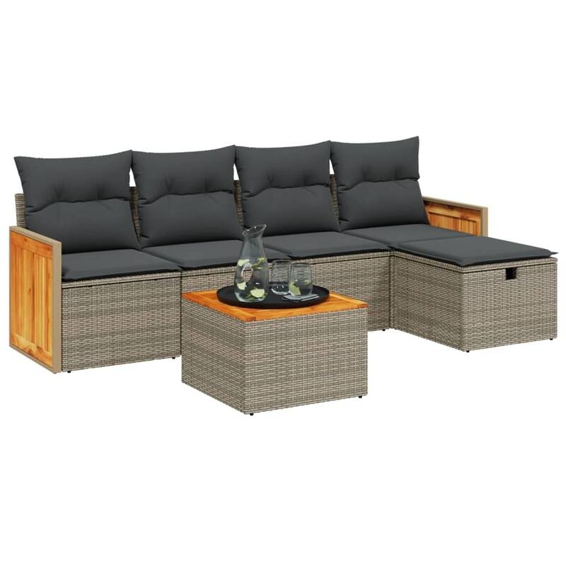 vidaXL Patio Sofa Set with Cushions Outdoor Conversation Furniture Poly Rattan