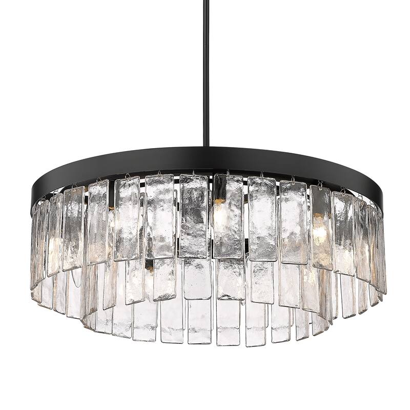 Ciara 27" Wide 9-Light Chandelier with Hammered Water Glass