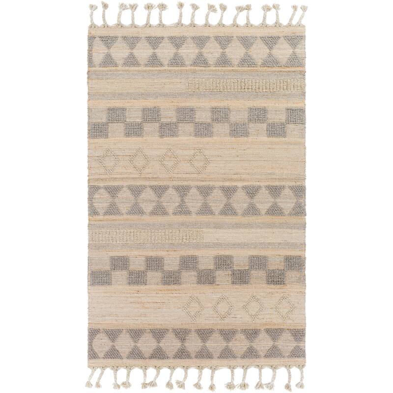 Artistic Weavers Ifiok Bohemian Geometric Wool & Jute Area Rug - 2' x 3' - Tan/Grey